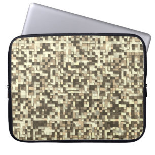 Overlapping small squares, tones in brown to beige laptop sleeve
