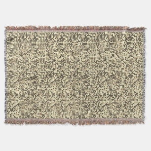 Overlapping small squares, tones of brown to beige throw blanket
