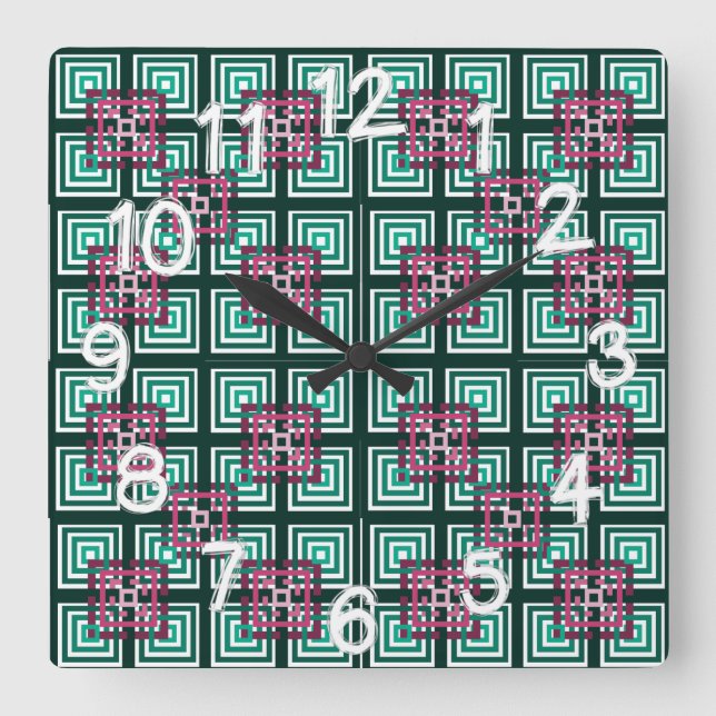 Overlapping Squares  Square Wall Clock (Front)