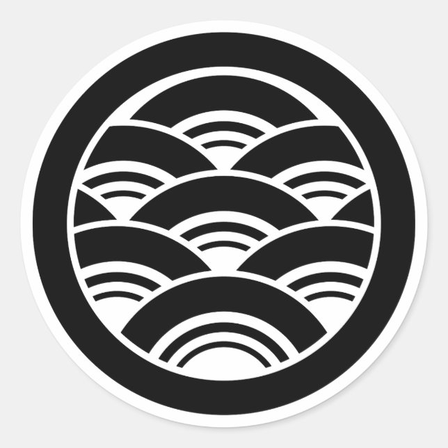 Overlapping waves in circle classic round sticker (Front)