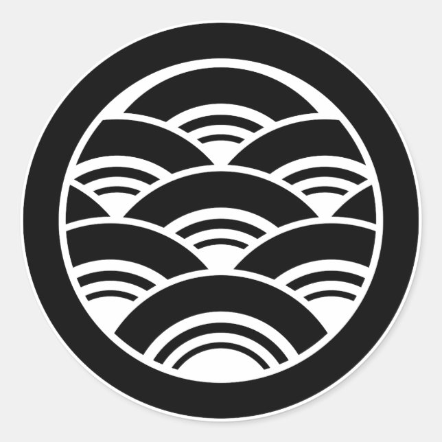 Overlapping waves in circle classic round sticker (Front)