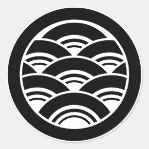 Overlapping waves in circle classic round sticker