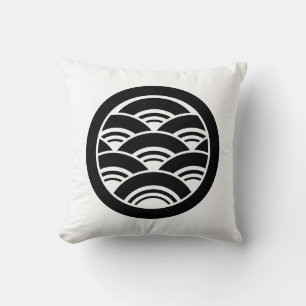Overlapping waves in circle throw pillow