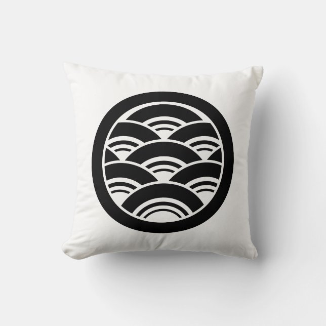 Overlapping waves in circle throw pillow (Front)