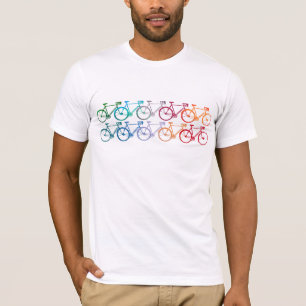 Overlapping Wheels Colourful Bikes White T-Shirt