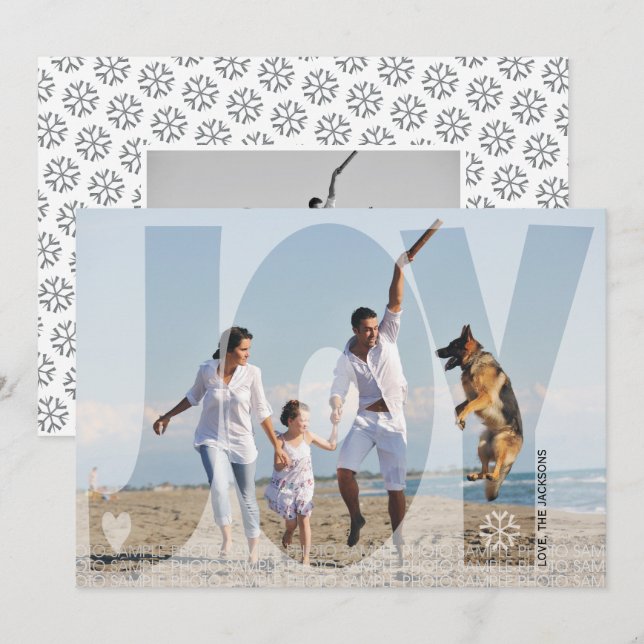Overlay joie Noël vacances gris carte photo (Devant / Derrière)