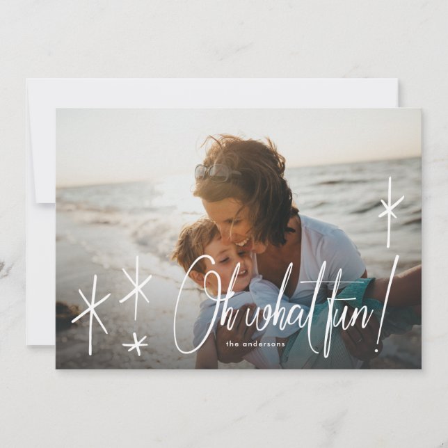 Overlay Lettering Oh What Fun Holiday Photo Card (Front)