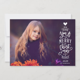 Overlay Merry Christmas Happy Year Photo Card