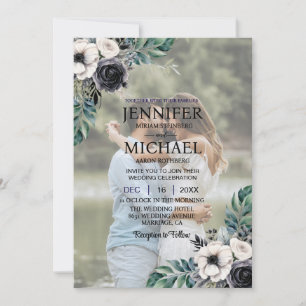Overlay Portrait Picture Photo QR B&W Wedding Invitation