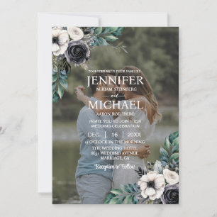 Overlay Portrait Picture Photo QR B&W Wedding Invitation