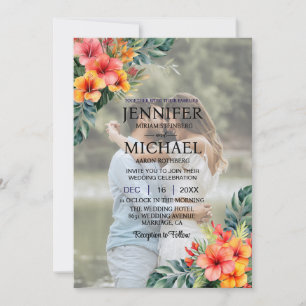 Overlay Portrait Picture Photo QR Tropical Wedding Invitation