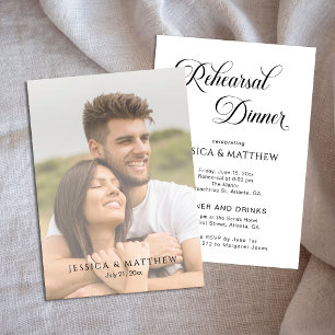 Overlay Rehearsal Dinner Calligraphy w Photo Invitation