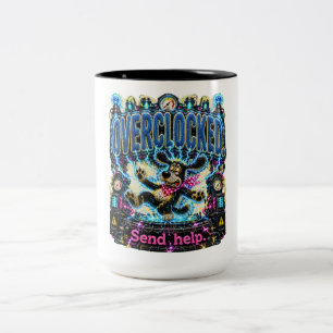 Overloaded Send Help Funny Burnout Two-Tone Coffee Mug