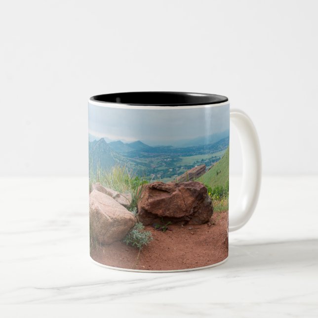 Overlook at Red Rocks Park Two-Tone Coffee Mug (Front Right)