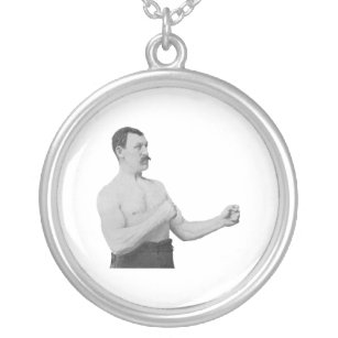 Overly Manly Man Meme Silver Plated Necklace