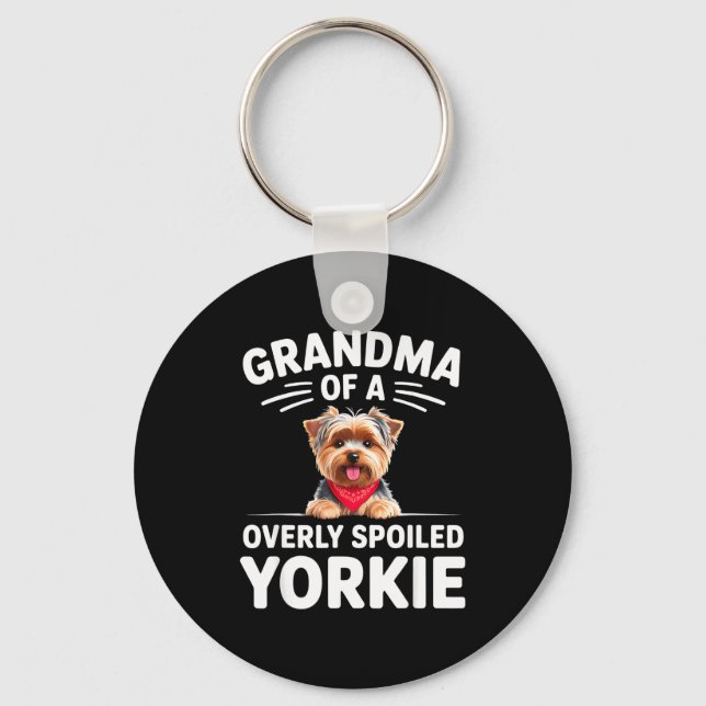 Overly Siled Yorkie Grandma Design  Keychain (Front)