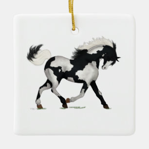 Overo Piebald Paint Horse Personalized Christmas Ceramic Ornament