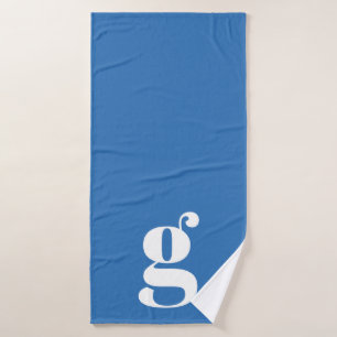 Oversize Bold Lowercase Monogram Blue Personalized Bath Towel