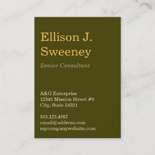 Oversize moss grey professional bold type design business card