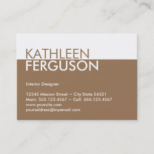 Oversize two tone colour block brown professional business card