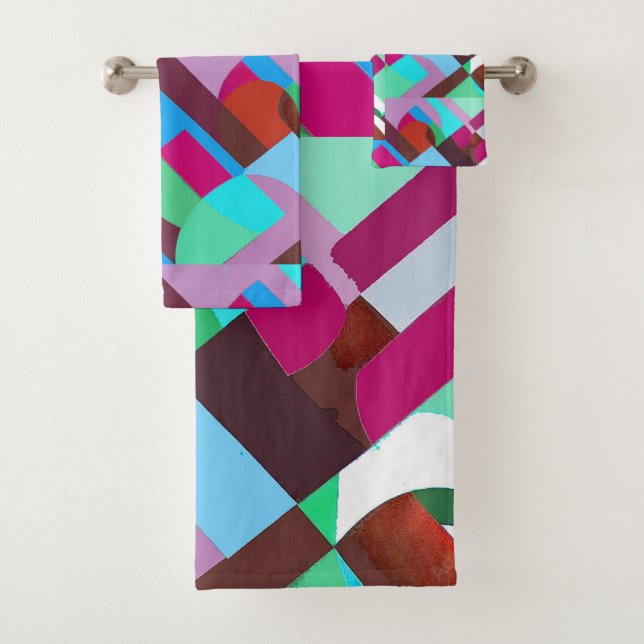 Oversize watercolor strokes bath towel set (Insitu)