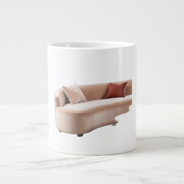 Oversized Curved Velvet Sofa Plush Luxury and Soft Large Coffee Mug (Front)