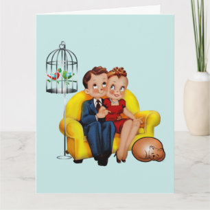 OVERSIZED CUTE RETRO COUPLE WEDDING CARDS