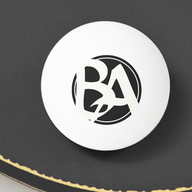 Oversized Initials in White and Black Ping Pong Ball (Creator Uploaded)