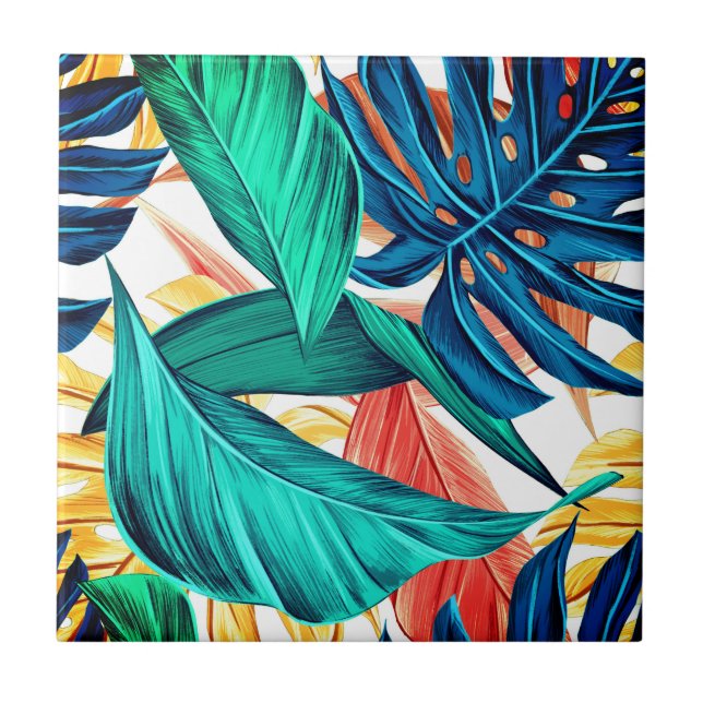 Oversized Leaves Print Tile (Front)