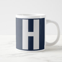 Oversized Monogram Initial in Dark Blue and Grey