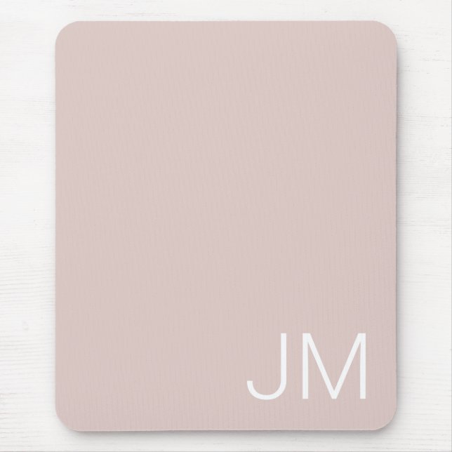 Oversized Monogrammed Blush Pink White Initials Mouse Pad (Front)