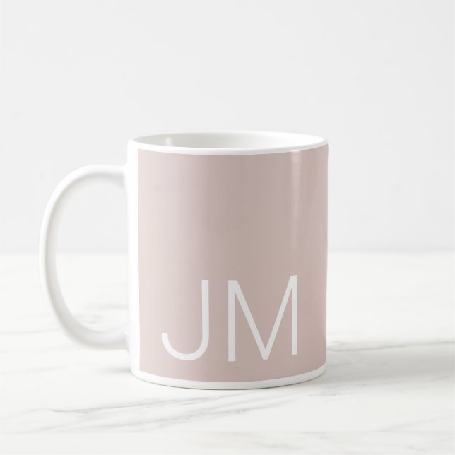Oversized Monogrammed Initials Blush Pink Coffee Mug (Left)
