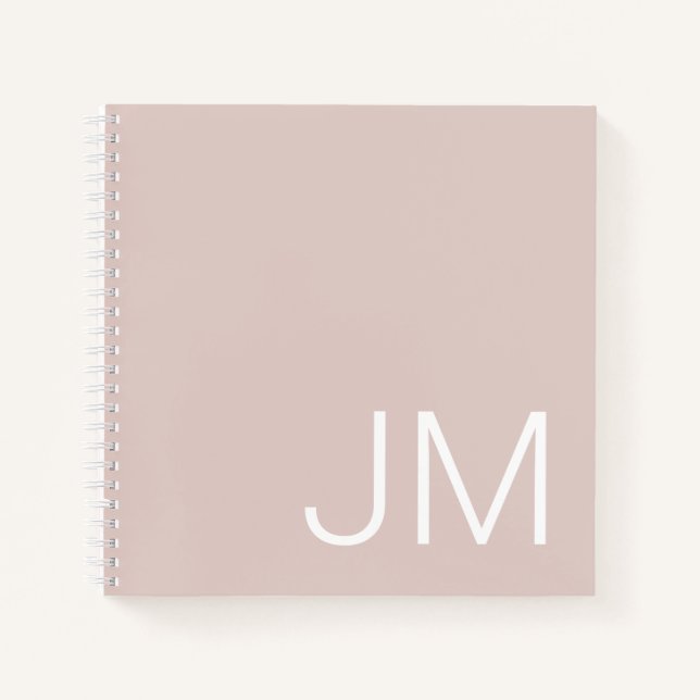 Oversized Monogrammed Initials Pink Sketchbook Notebook (Front)