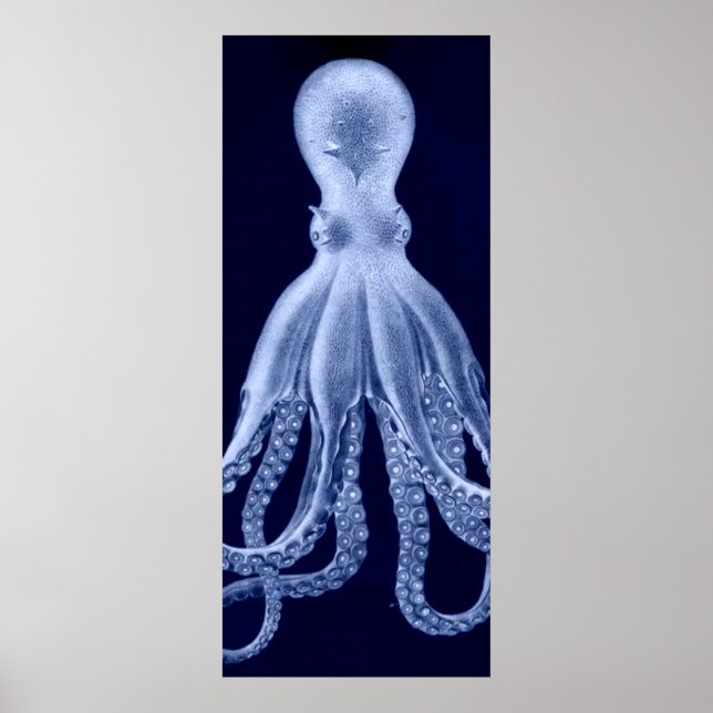 Oversized Octopus Triptych II Print in Blue (Front)