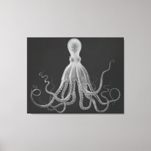 Oversized Octopus Triptych in Grey Canvas Print