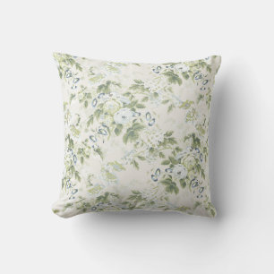 Oversized Sage Chintz Bloom, Botanical Throw Pillow