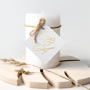 Oversized Script Monogram Wedding Favour Tags
