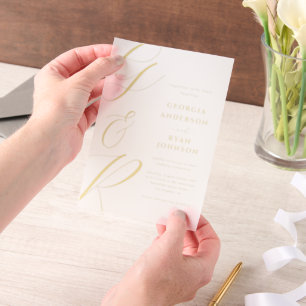 Oversized Script Monogram Wedding Vellum Invitations