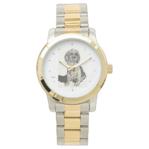 Oversized Two-Tone Bracelet Watch Cocker Spaniel
