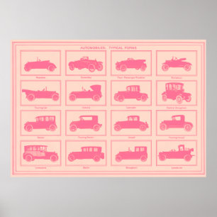 Oversized Vintage Automobile Poster in Pink