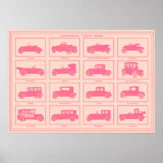 Oversized Vintage Automobile Poster in Pink