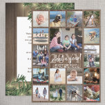 Oversized What a Year! Photo Collage Wood & Lights Holiday Card<br><div class="desc">What a year to remember! Send stylish joyful greetings and share 17 of your favorite pictures with an extra large 6.5" x 8.75" photo collage holiday card. (IMAGE PLACEMENT TIP: An easy way to center a photo exactly how you want is to crop it before uploading to the Zazzle website.)...</div>