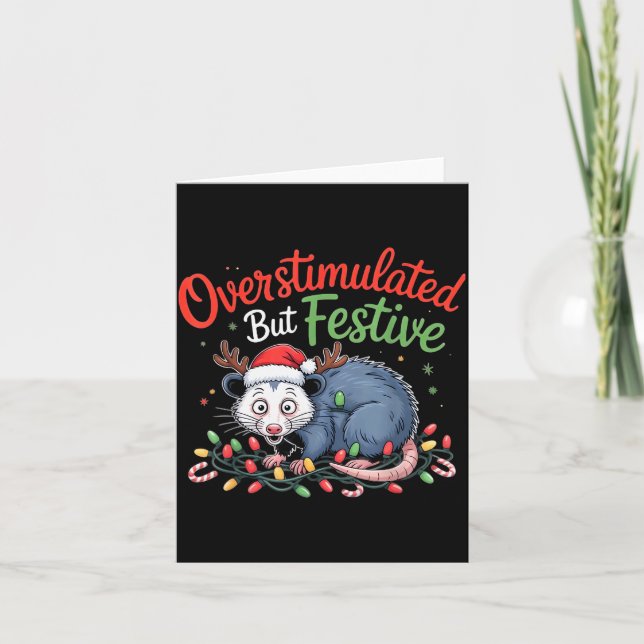 Overstimulated But Festive Funny Christmas Ossum U Card (Front)