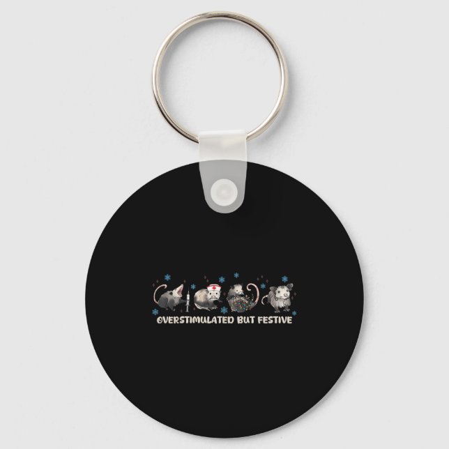 Overstimulated But Festive Funny Ssum Nurse Christ Keychain (Front)