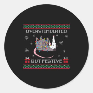 Overstimulated But Festive Ossum Christmas Tree Li Classic Round Sticker