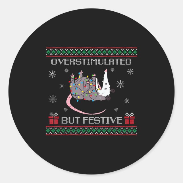 Overstimulated But Festive Ossum Christmas Tree Li Classic Round Sticker (Front)