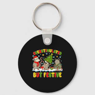 Overstimulated But Festive Ossum Ugly Sweater Chri Keychain