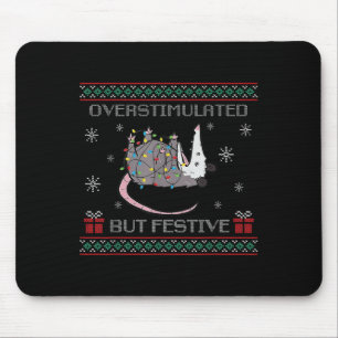 Overstimulated But Festive Ossum Ugly Sweater Chri Mouse Pad