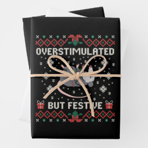 Overstimulated But Festive Possum Christmas Funny  Wrapping Paper Sheet