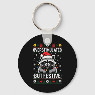 Overstimulated But Festive Ssum Christmas Pajamas Keychain